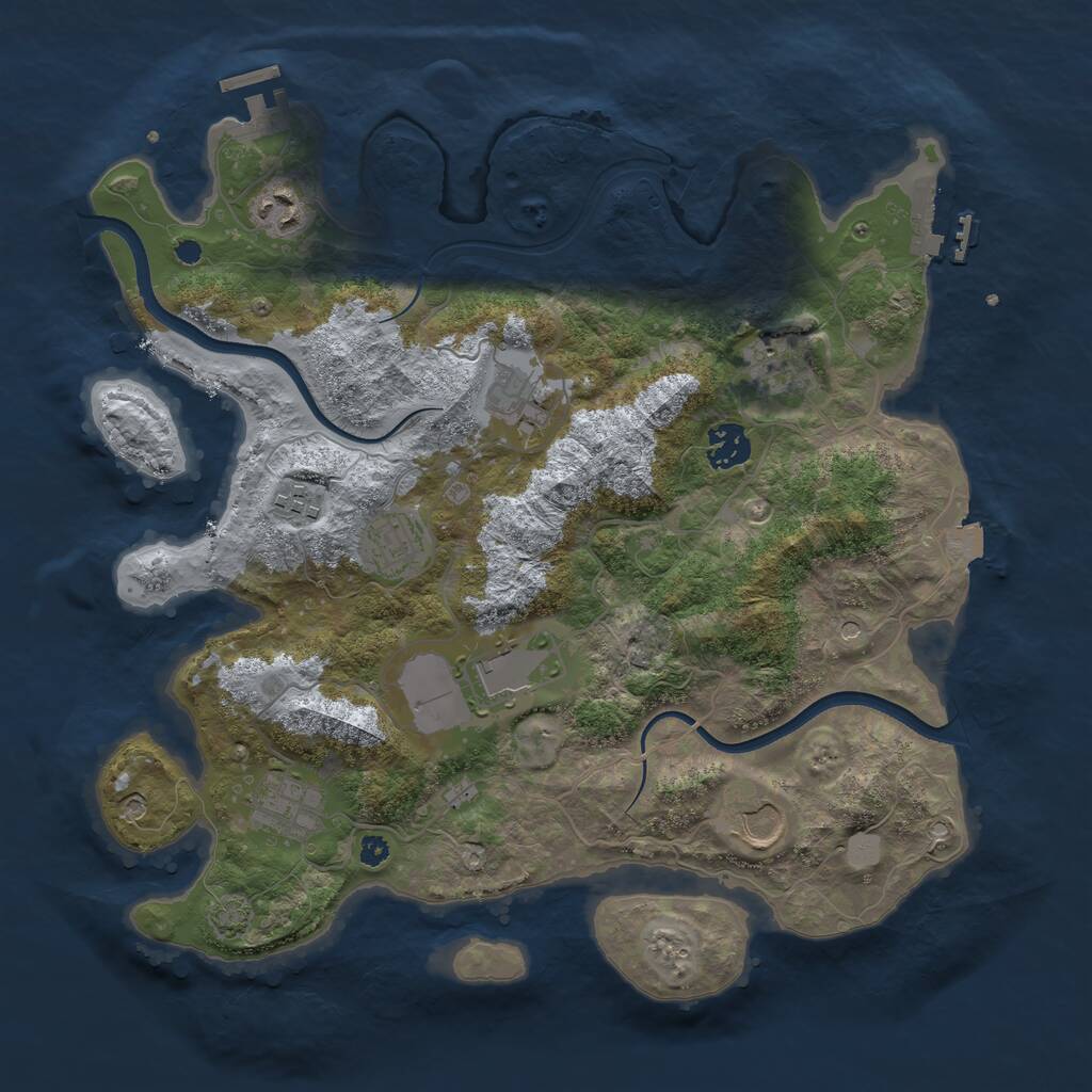 Rust Map: Procedural Map, Size: 3600, Seed: 123321, 14 Monuments
