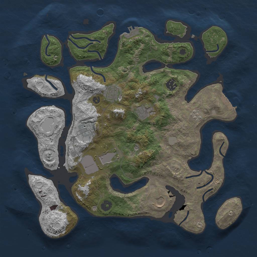 Rust Map: Procedural Map, Size: 3550, Seed: 516233, 15 Monuments