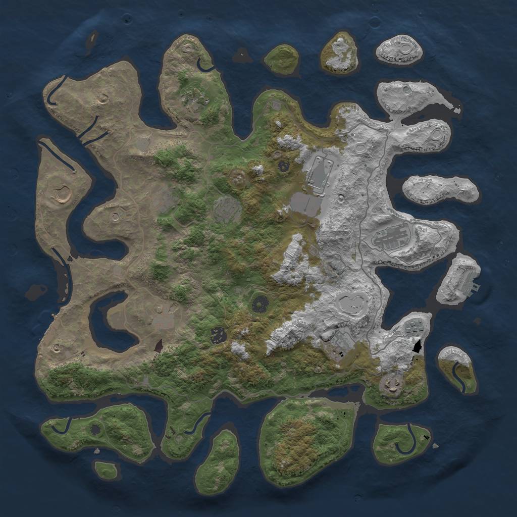 Rust Map: Procedural Map, Size: 4500, Seed: 235464567, 19 Monuments