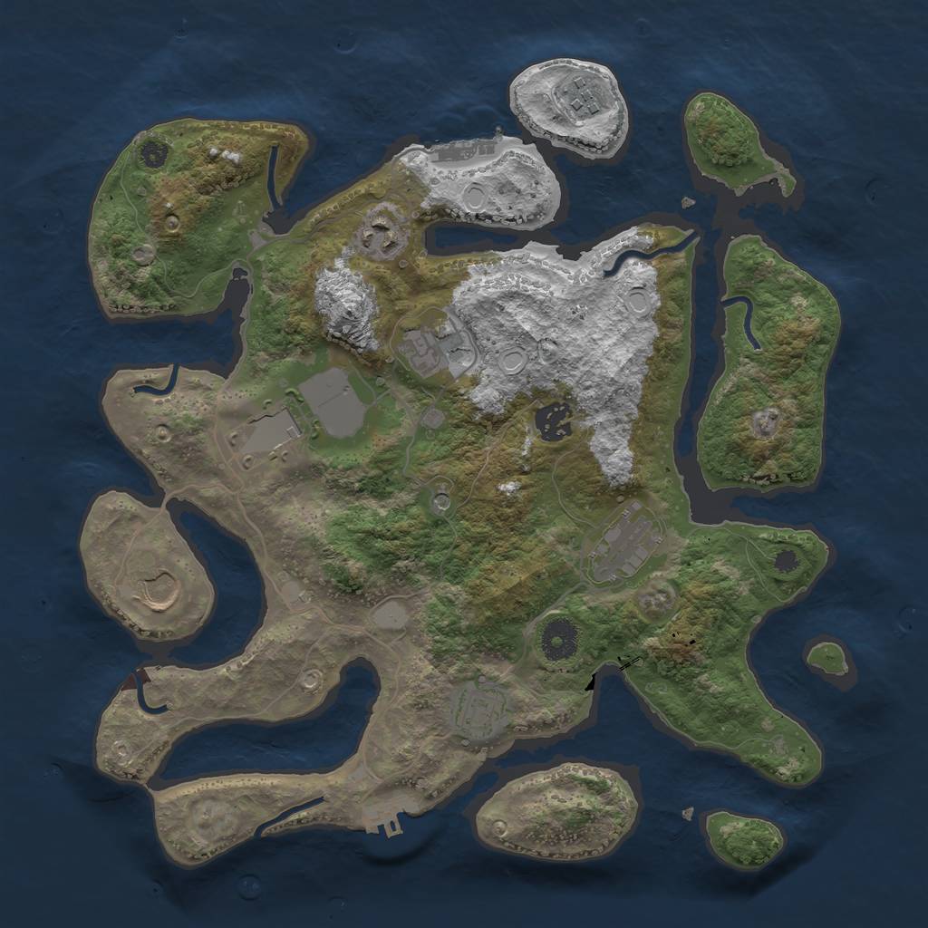 Rust Map: Procedural Map, Size: 3550, Seed: 62223, 16 Monuments