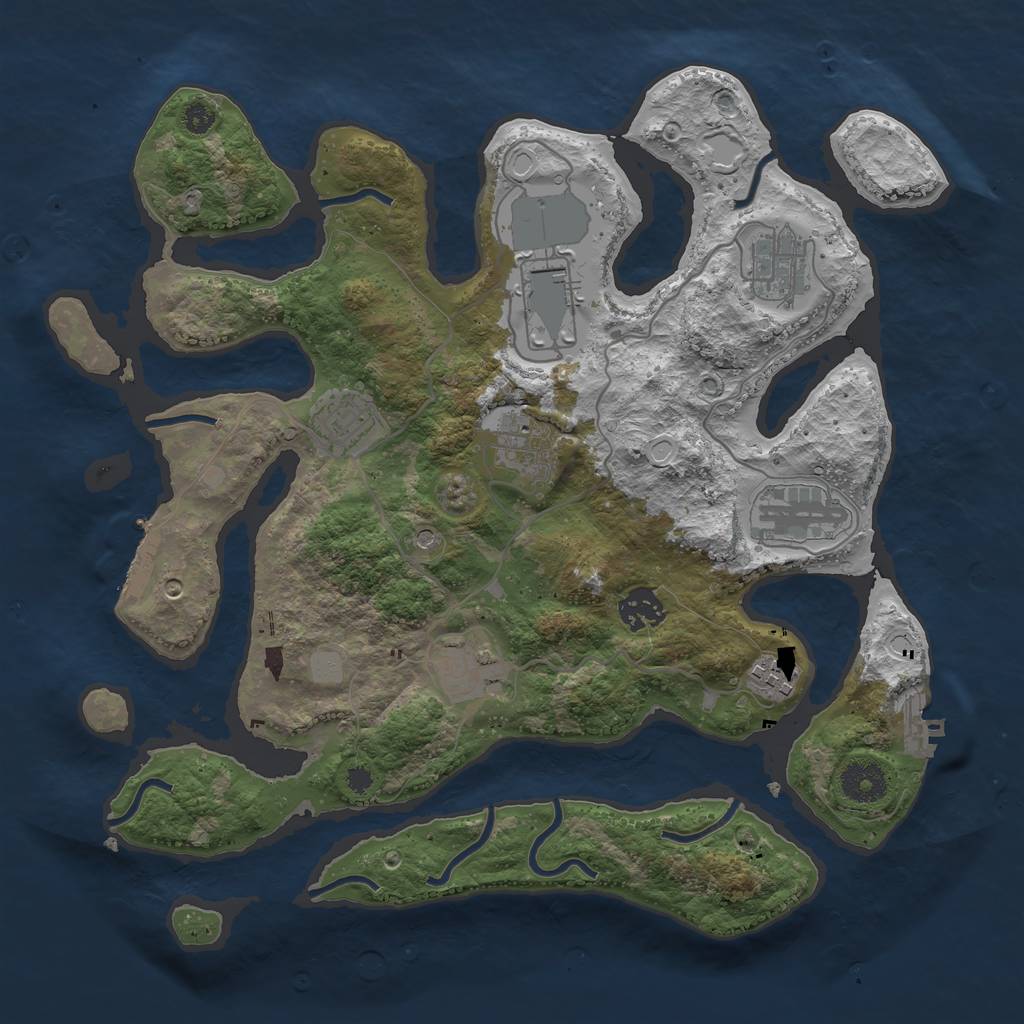 Rust Map: Procedural Map, Size: 3500, Seed: 805487655, 16 Monuments