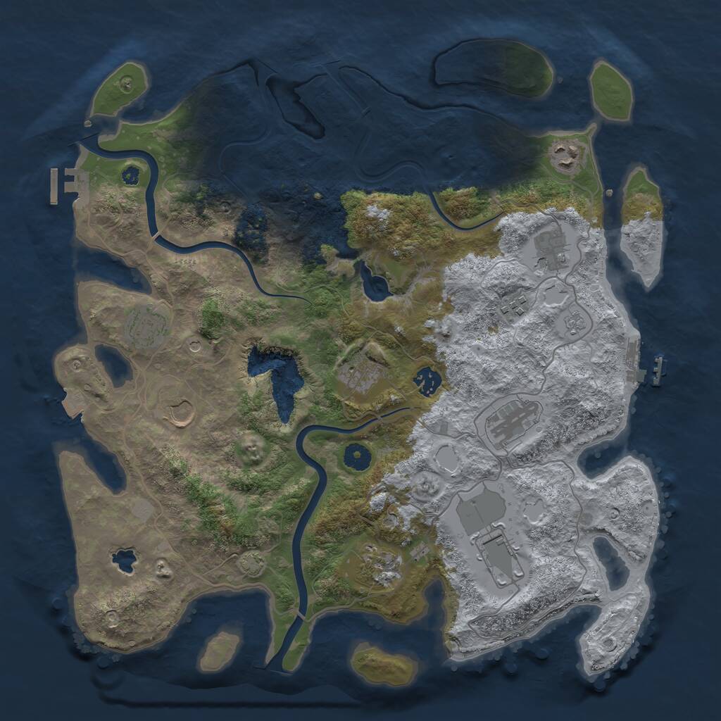 Rust Map: Procedural Map, Size: 4000, Seed: 1374436740, 16 Monuments