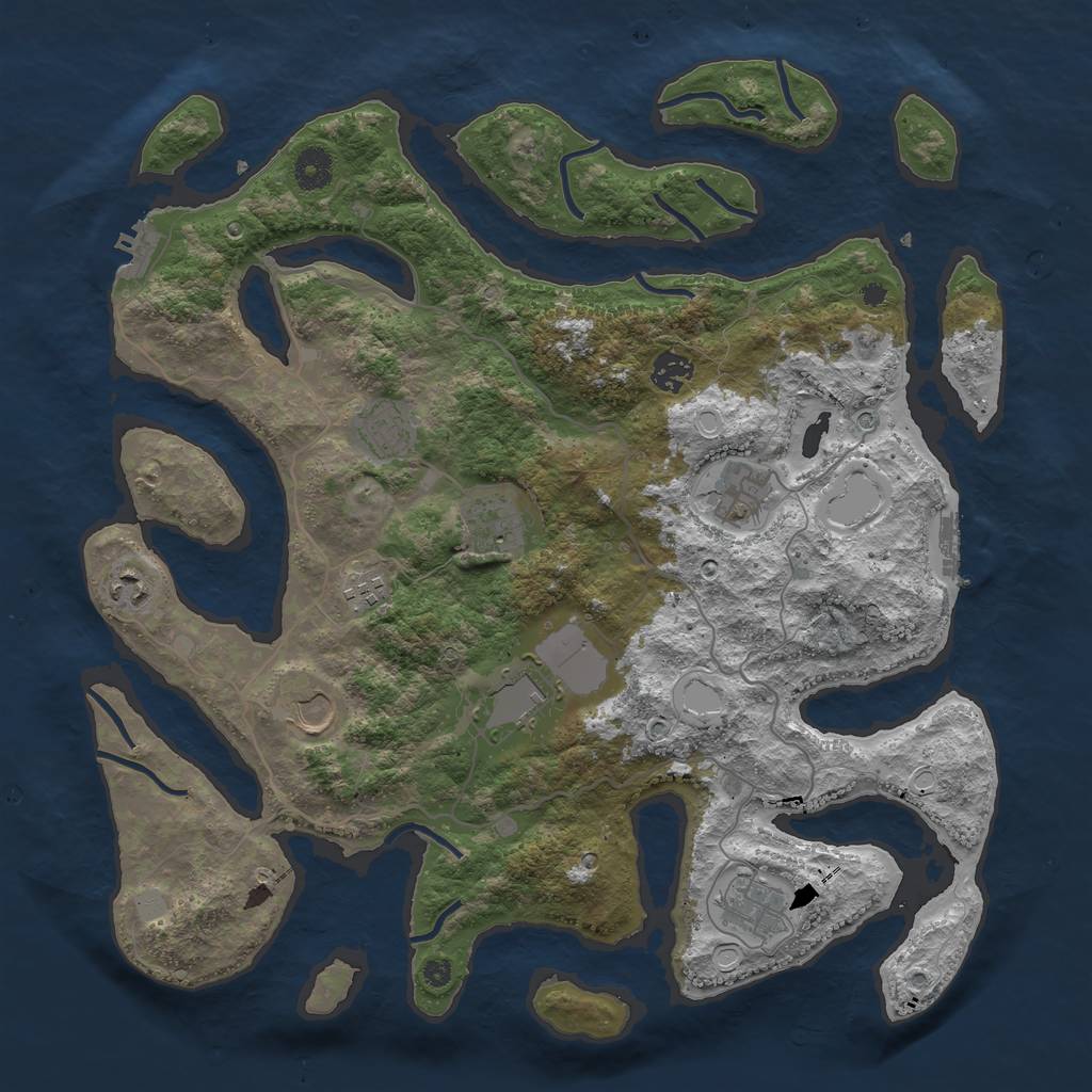 Rust Map: Procedural Map, Size: 4000, Seed: 1374436740, 17 Monuments