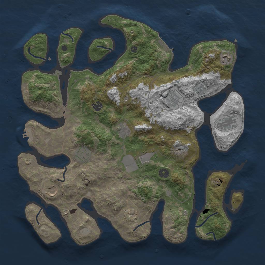 Rust Map: Procedural Map, Size: 4000, Seed: 48270, 18 Monuments