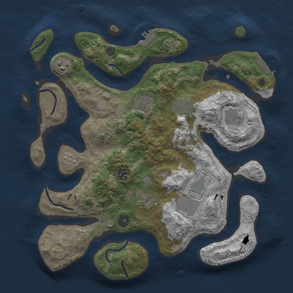 Rust Map: Procedural Map, Size: 3550, Seed: 292407, 16 Monuments