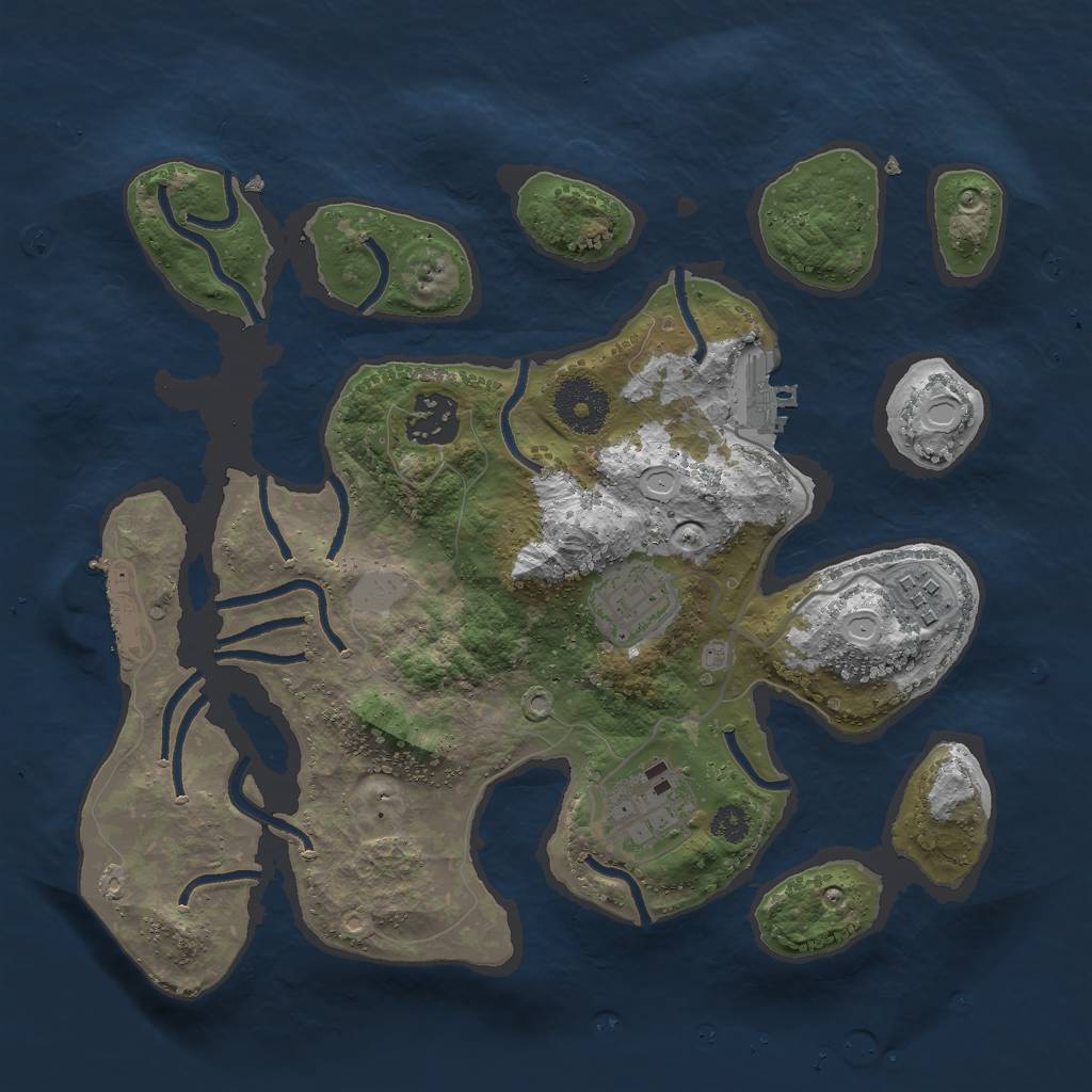 Rust Map: Procedural Map, Size: 3000, Seed: 206148533, 11 Monuments