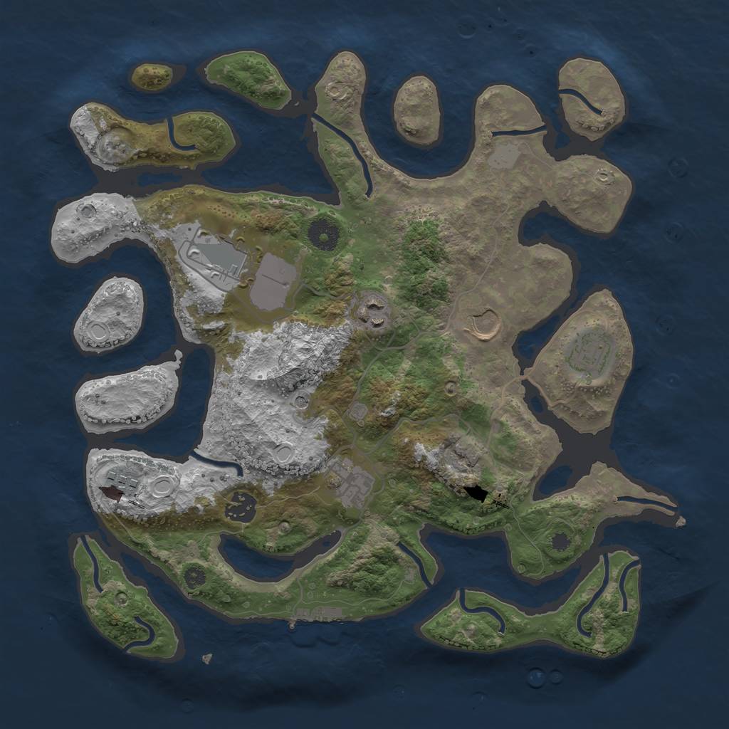 Rust Map: Procedural Map, Size: 3500, Seed: 9899659, 14 Monuments