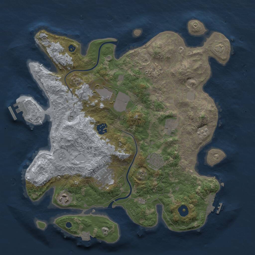 Rust Map: Procedural Map, Size: 3550, Seed: 232385, 14 Monuments