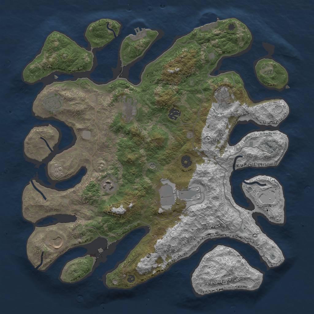 Rust Map: Procedural Map, Size: 4000, Seed: 419100, 16 Monuments