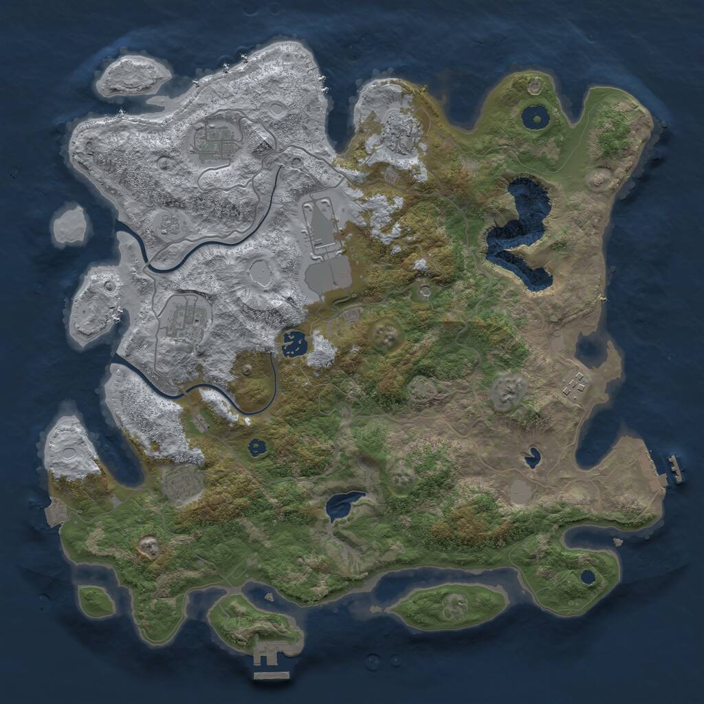 Rust Map: Procedural Map, Size: 4000, Seed: 55, 13 Monuments