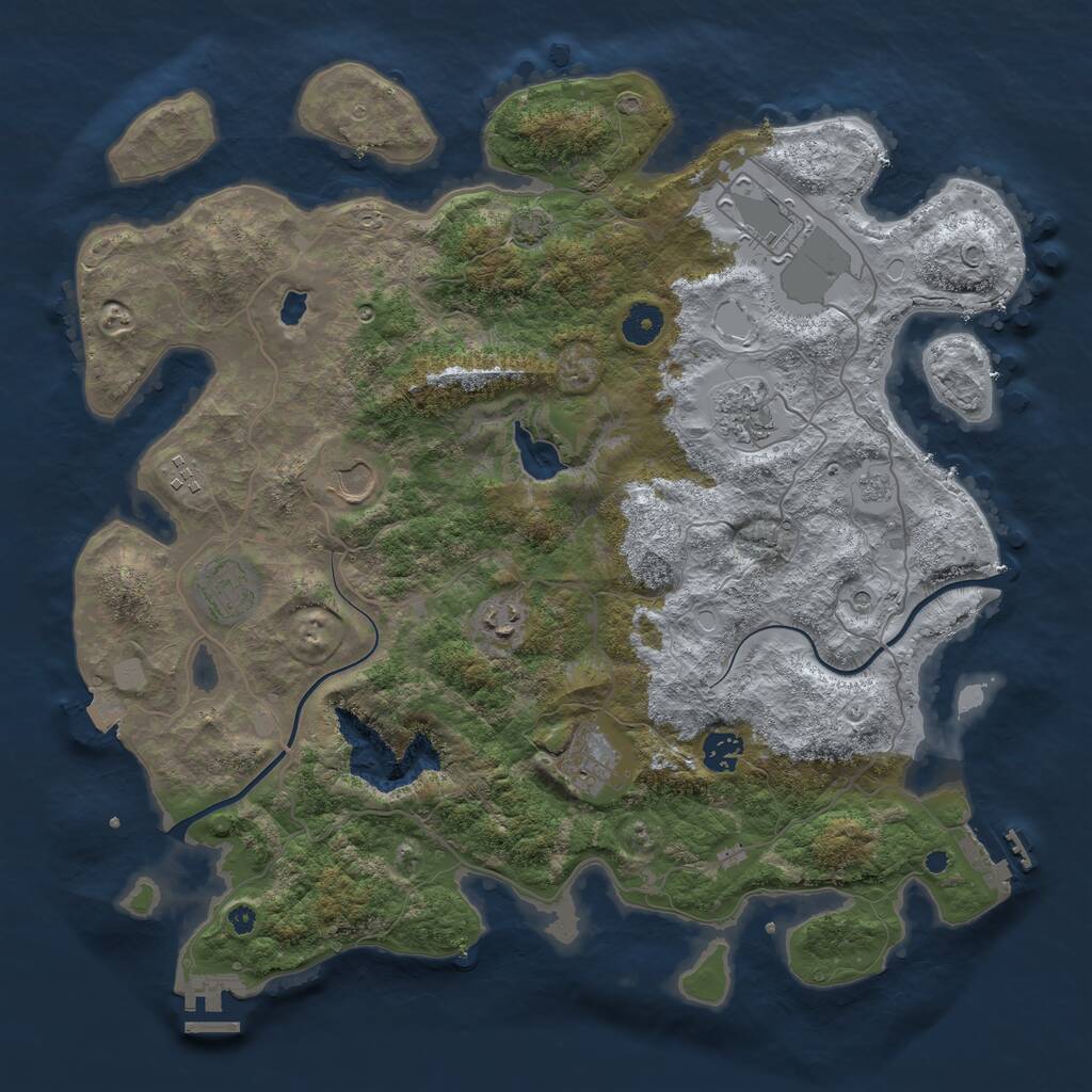 Rust Map: Procedural Map, Size: 4000, Seed: 1456865, 14 Monuments