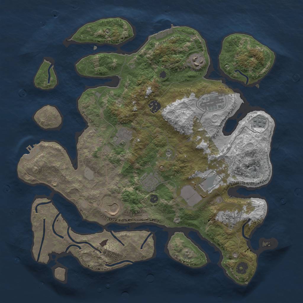 Rust Map: Procedural Map, Size: 3750, Seed: 331892221, 17 Monuments