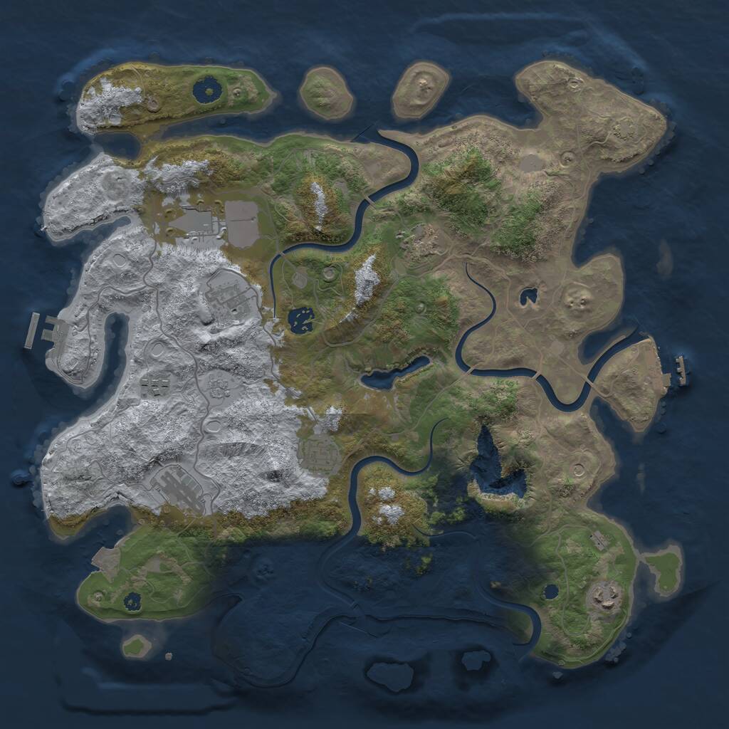 Rust Map: Procedural Map, Size: 4000, Seed: 558993, 14 Monuments