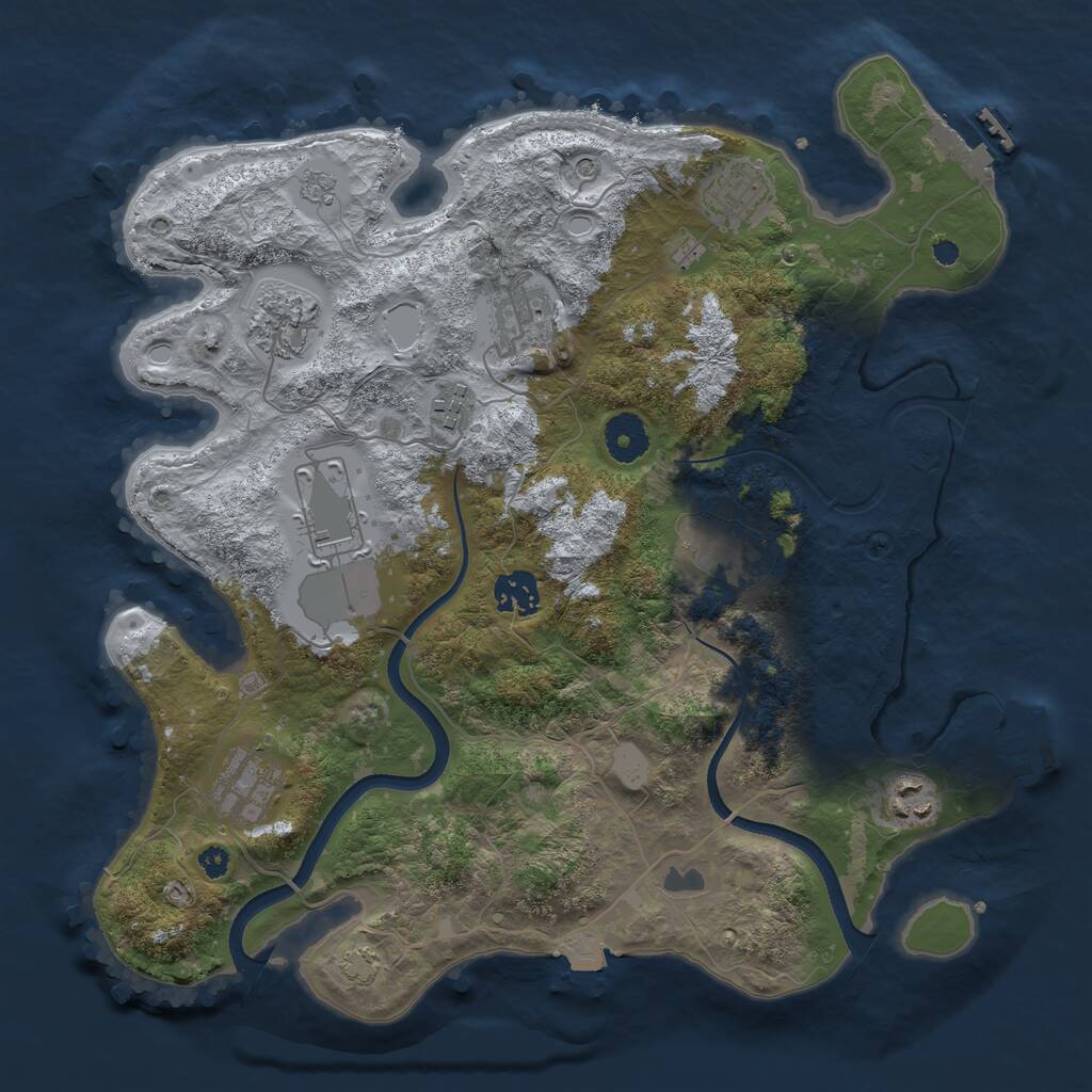 Rust Map: Procedural Map, Size: 3550, Seed: 322046, 15 Monuments