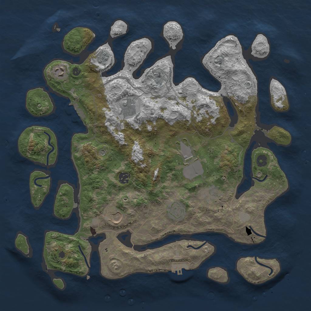 Rust Map: Procedural Map, Size: 4000, Seed: 849882, 16 Monuments