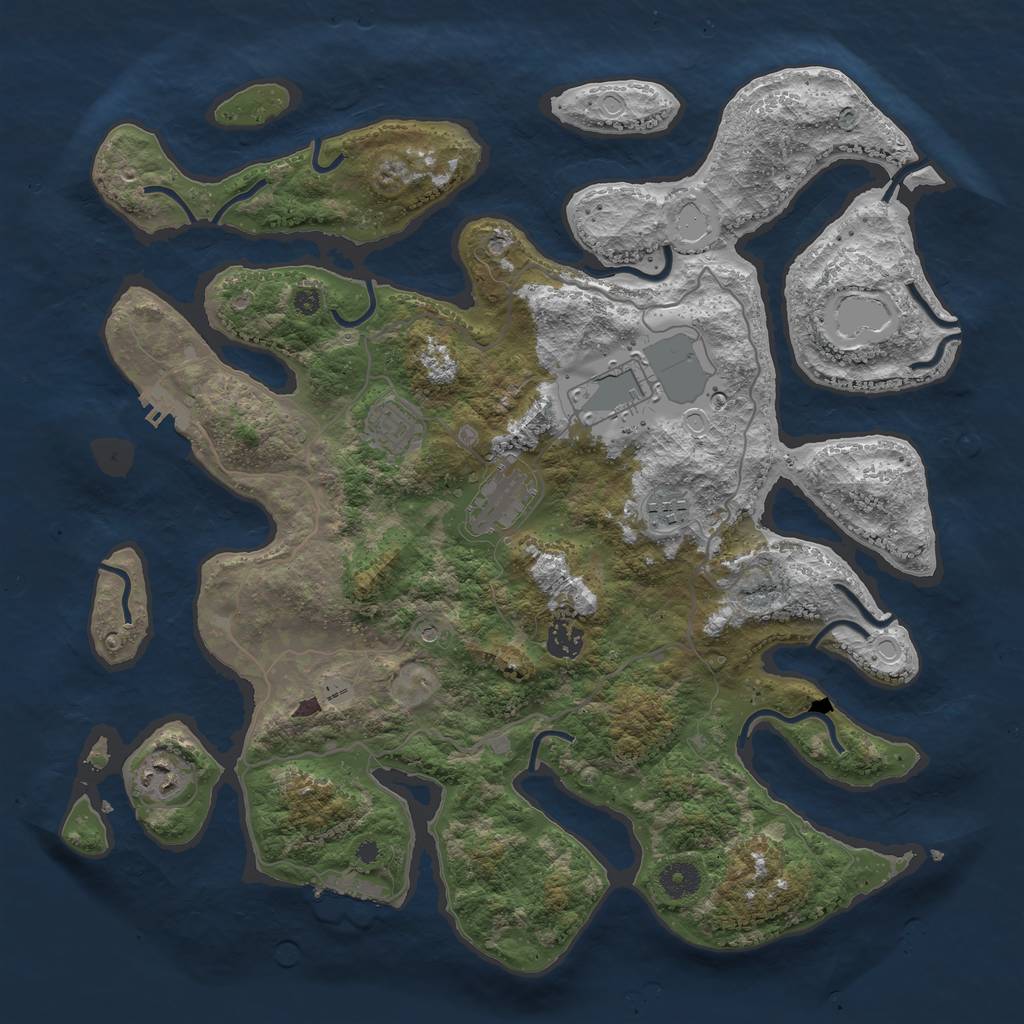 Rust Map: Procedural Map, Size: 4000, Seed: 424956, 14 Monuments