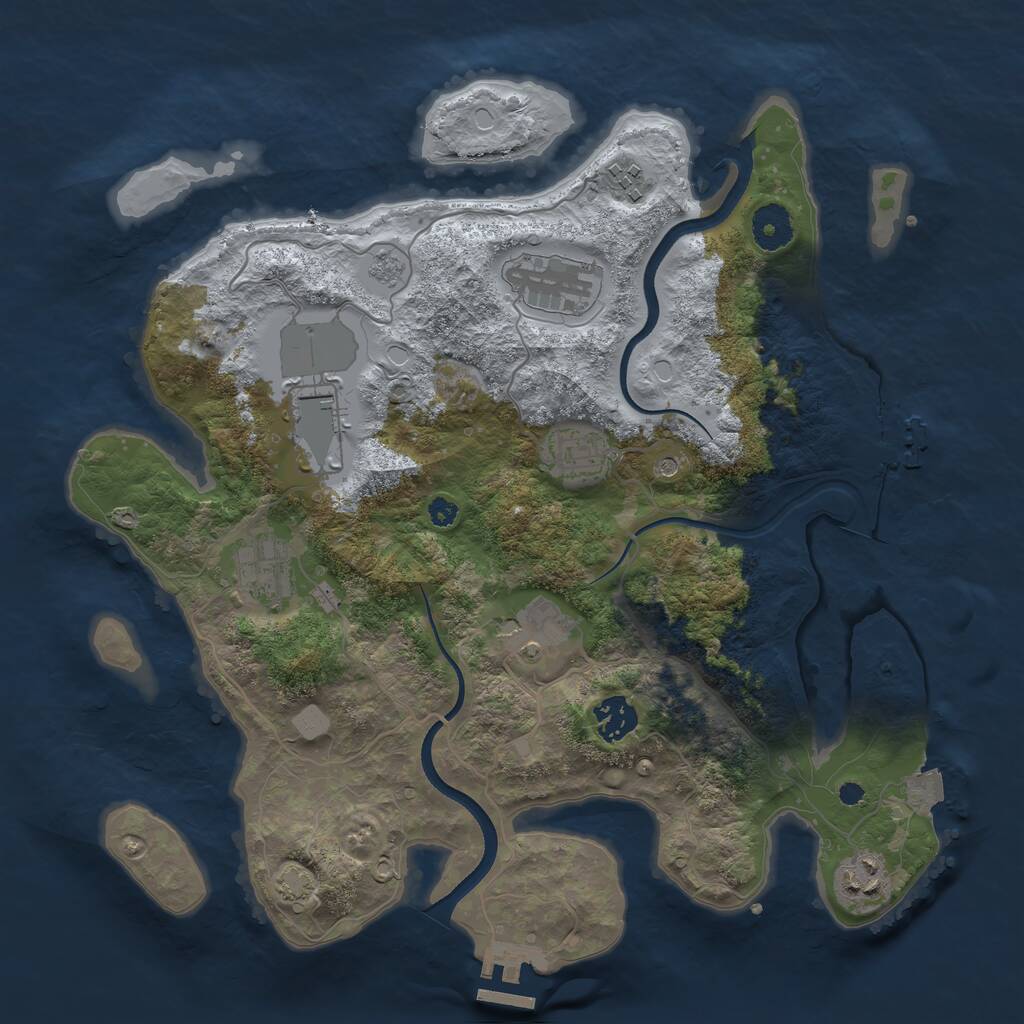 Rust Map: Procedural Map, Size: 3550, Seed: 921856, 14 Monuments