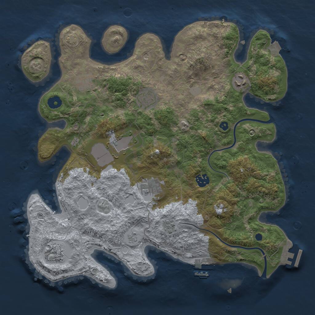 Rust Map: Procedural Map, Size: 3550, Seed: 163197, 14 Monuments
