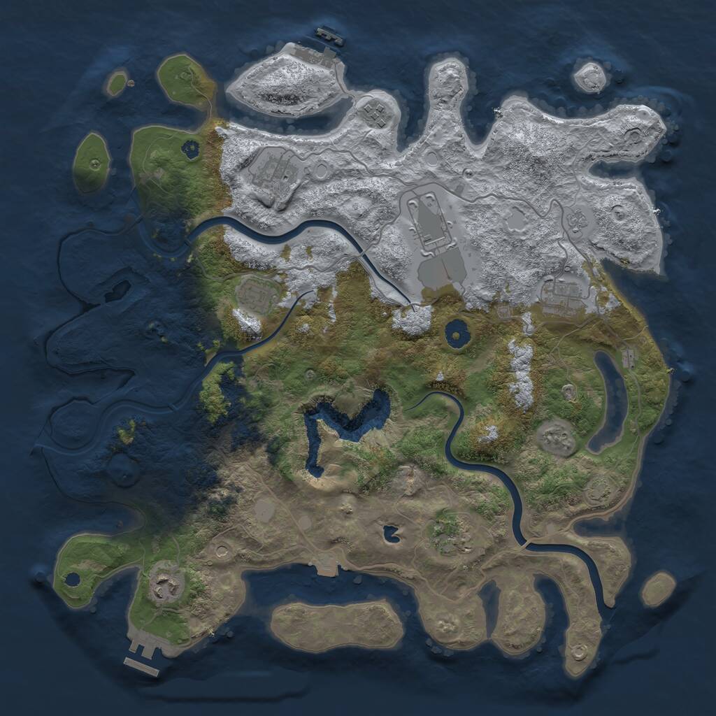 Rust Map: Procedural Map, Size: 4000, Seed: 620259, 13 Monuments