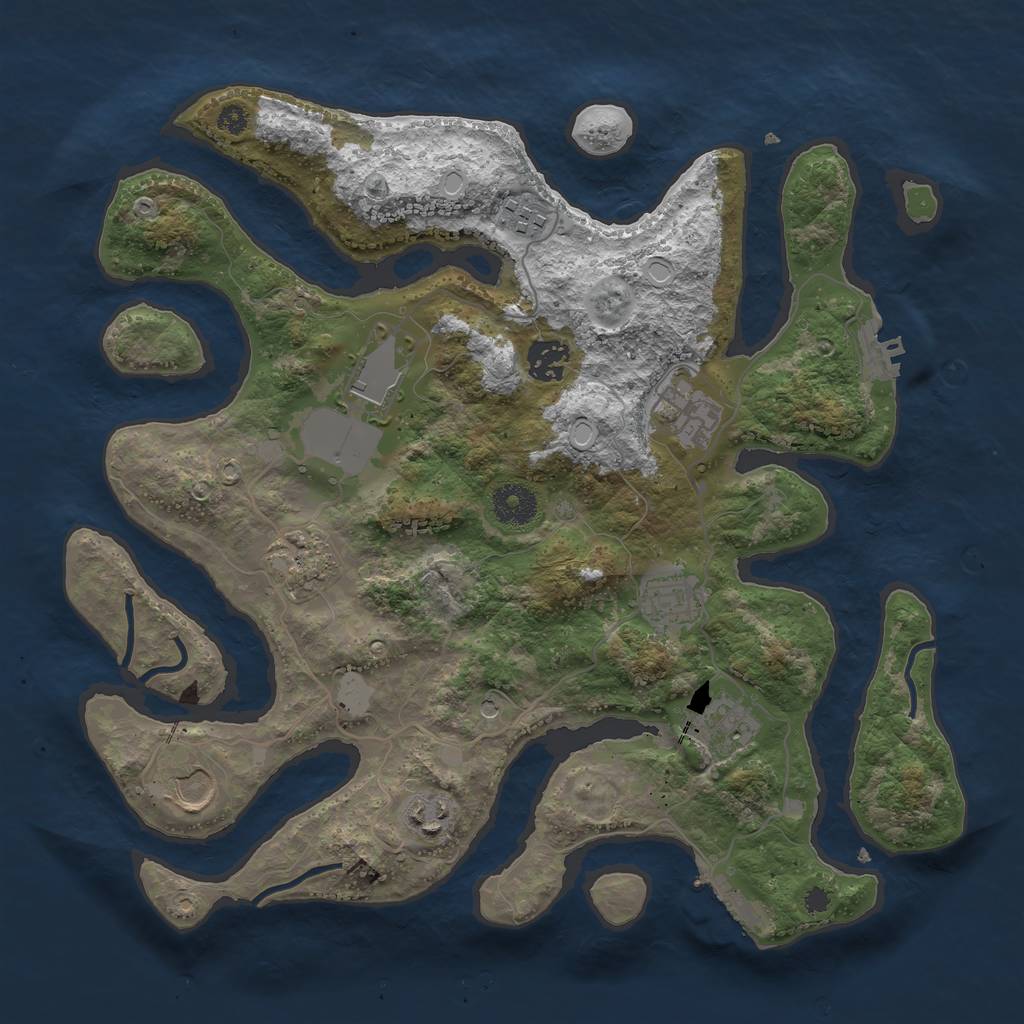Rust Map: Procedural Map, Size: 3550, Seed: 430655, 17 Monuments