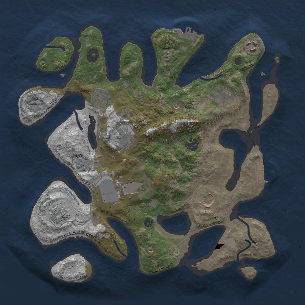 Rust Map: Procedural Map, Size: 3500, Seed: 2386239, 17 Monuments