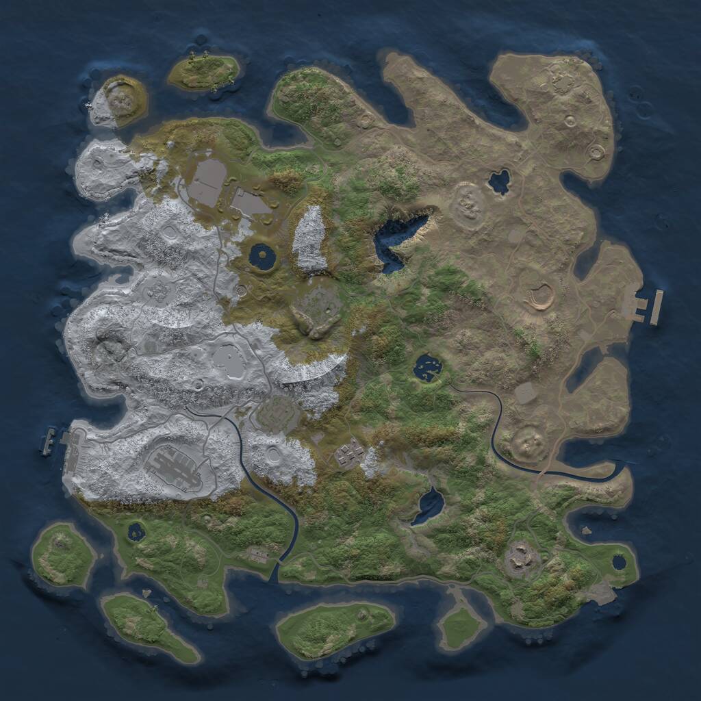 Rust Map: Procedural Map, Size: 4000, Seed: 916985, 14 Monuments