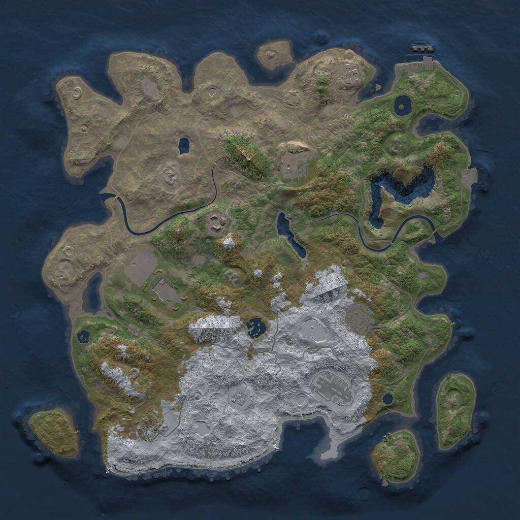 Rust Map: Procedural Map, Size: 4000, Seed: 480354, 13 Monuments
