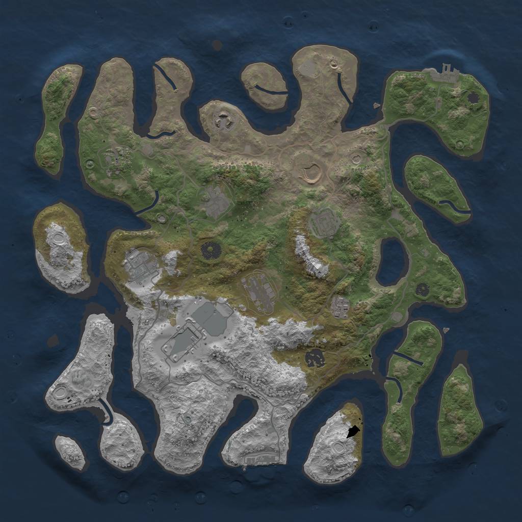 Rust Map: Procedural Map, Size: 4000, Seed: 729286, 18 Monuments