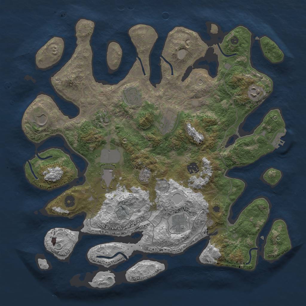 Rust Map: Procedural Map, Size: 4000, Seed: 809413, 16 Monuments