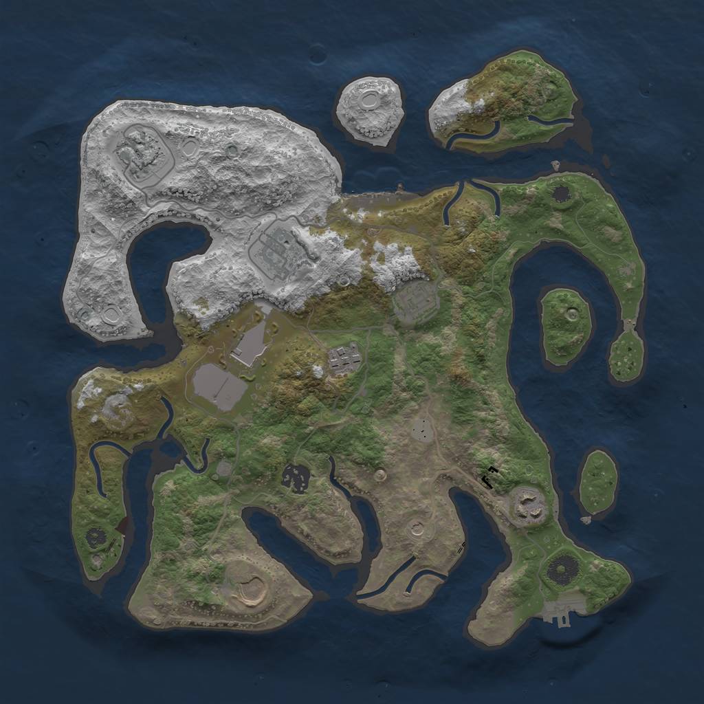 Rust Map: Procedural Map, Size: 3550, Seed: 497344, 16 Monuments