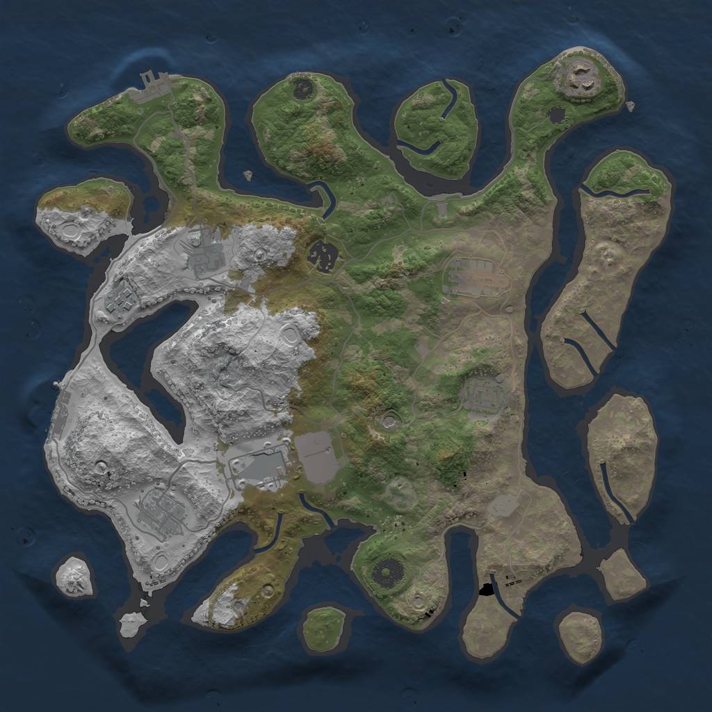 Rust Map: Procedural Map, Size: 3550, Seed: 767898, 16 Monuments