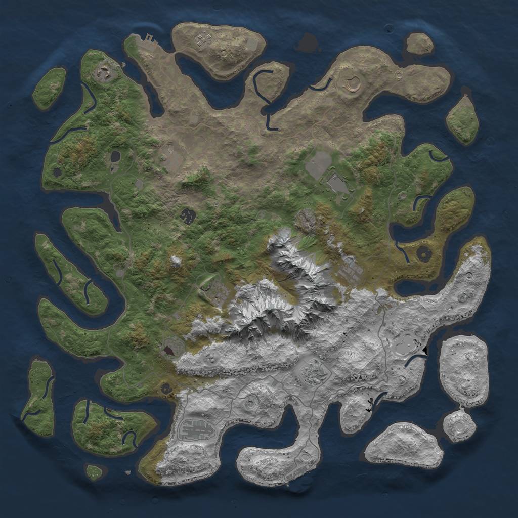 Rust Map: Procedural Map, Size: 5000, Seed: 704108814, 19 Monuments