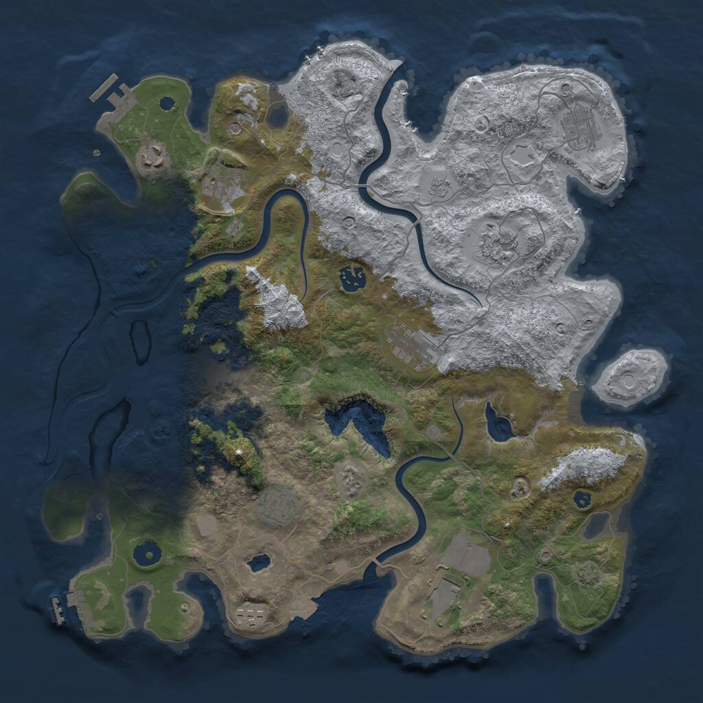 Rust Map: Procedural Map, Size: 4000, Seed: 28752949, 16 Monuments