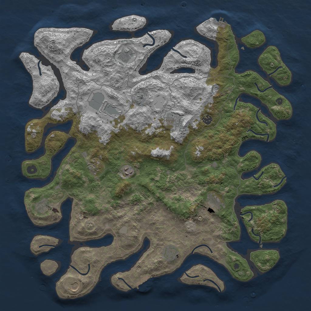 Rust Map: Procedural Map, Size: 4900, Seed: 777777, 19 Monuments