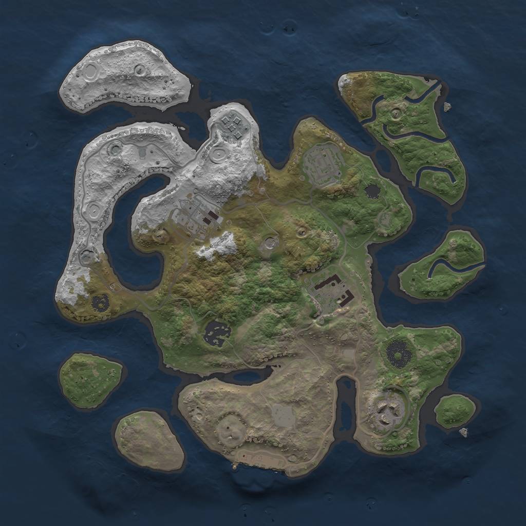 Rust Map: Procedural Map, Size: 3000, Seed: 774953686, 13 Monuments