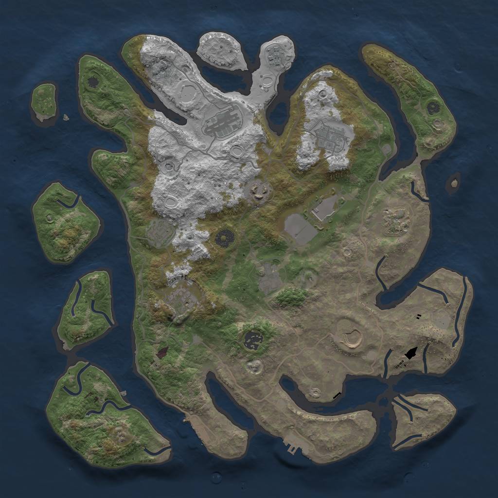 Rust Map: Procedural Map, Size: 4000, Seed: 965305, 19 Monuments