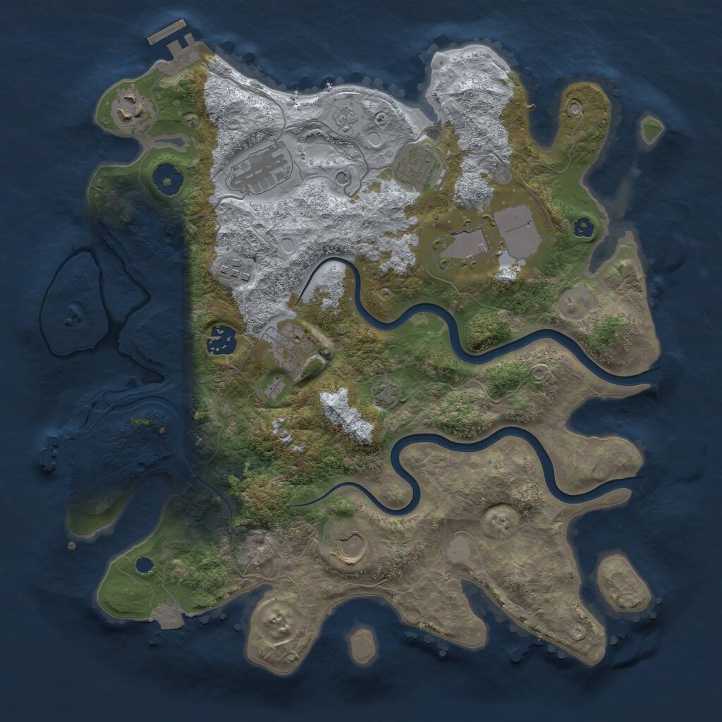 Rust Map: Procedural Map, Size: 3550, Seed: 677401, 14 Monuments