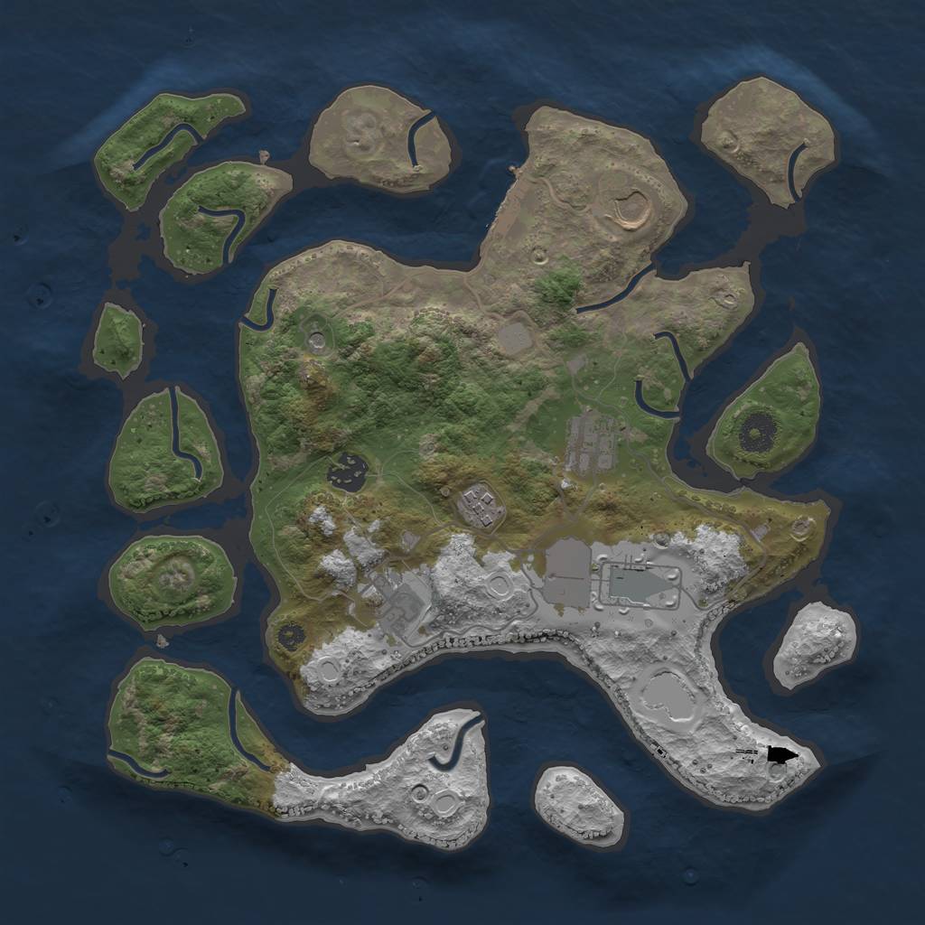 Rust Map: Procedural Map, Size: 3550, Seed: 359484, 13 Monuments