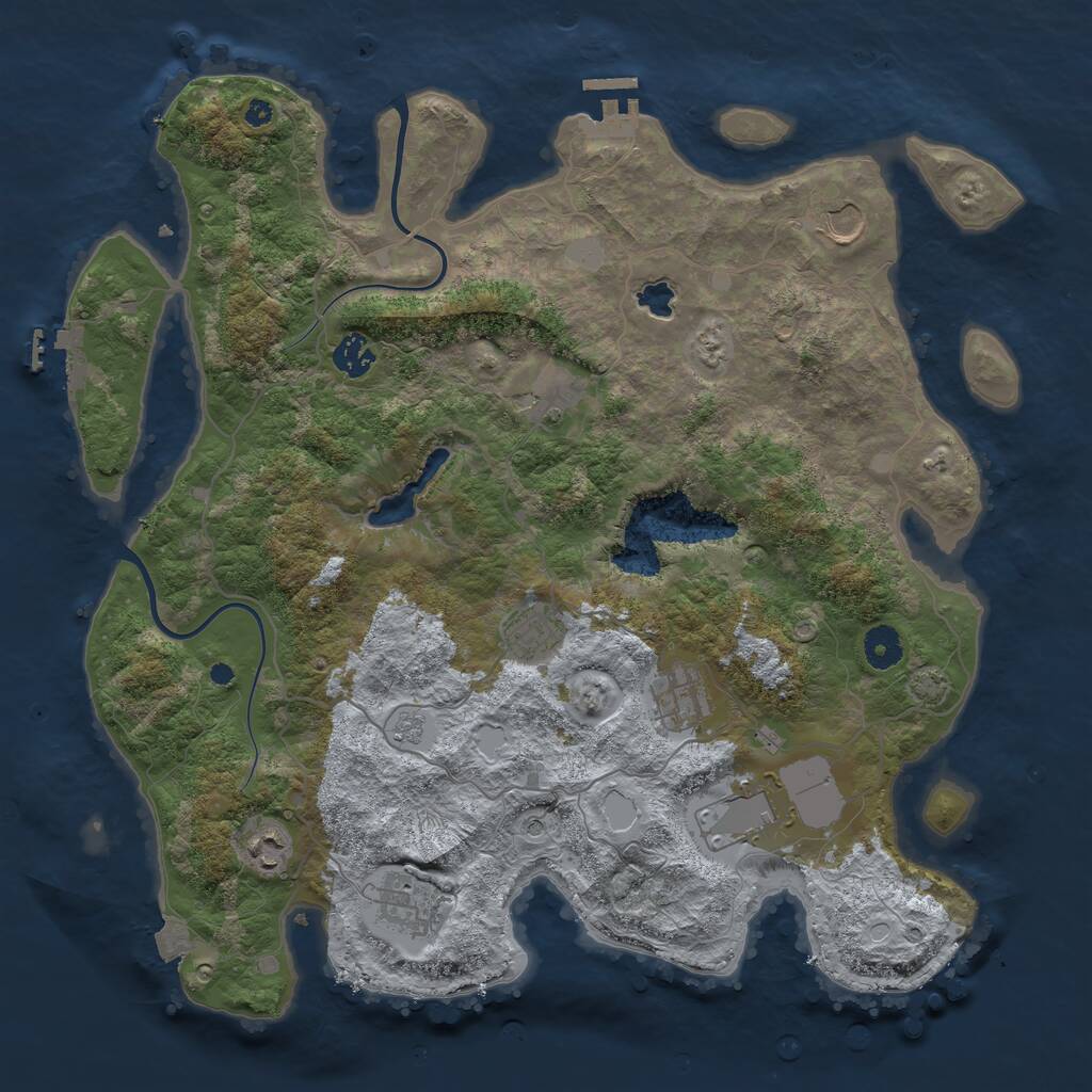 Rust Map: Procedural Map, Size: 4000, Seed: 81300, 14 Monuments