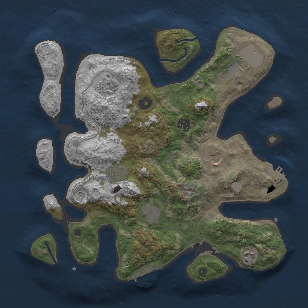 Rust Map: Procedural Map, Size: 3550, Seed: 72767, 15 Monuments