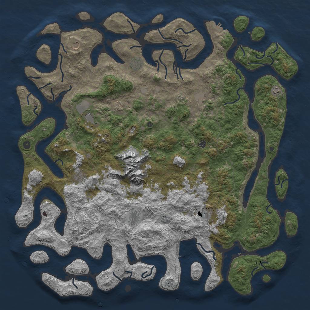 Rust Map: Procedural Map, Size: 6000, Seed: 935819413, 19 Monuments