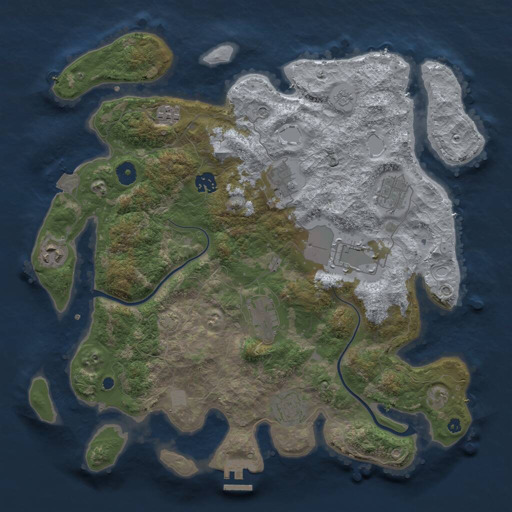 Rust Map: Procedural Map, Size: 3600, Seed: 84191815, 13 Monuments