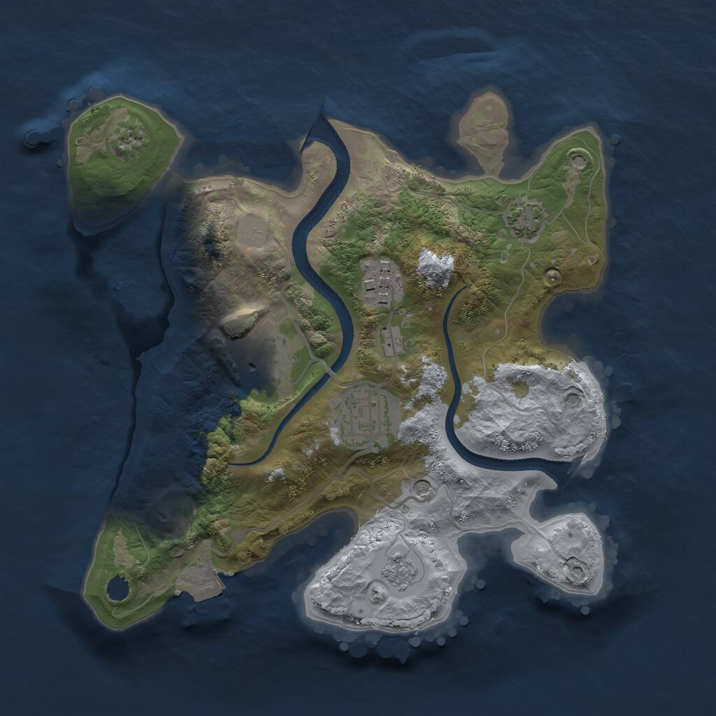 Rust Map: Procedural Map, Size: 2500, Seed: 2008, 7 Monuments
