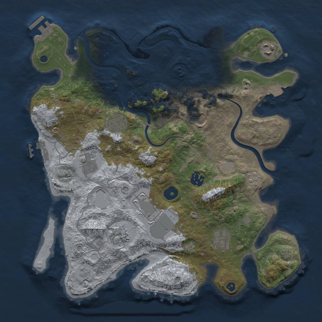 Rust Map: Procedural Map, Size: 3550, Seed: 696632, 15 Monuments