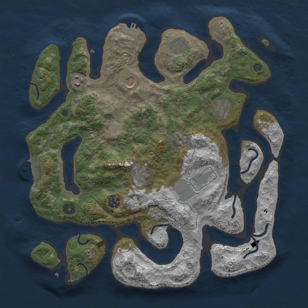 Rust Map: Procedural Map, Size: 3800, Seed: 1775, 16 Monuments