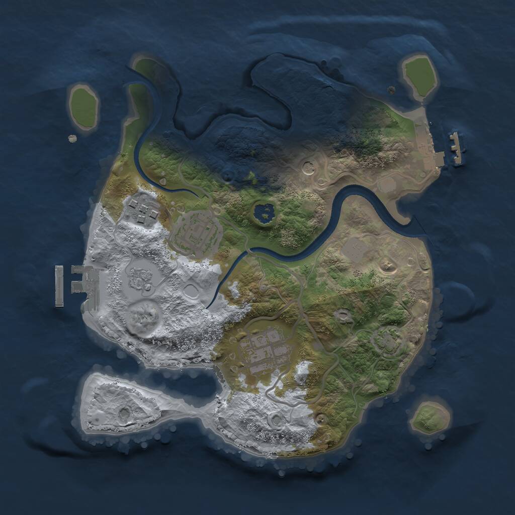 Rust Map: Procedural Map, Size: 2500, Seed: 1142991519, 9 Monuments