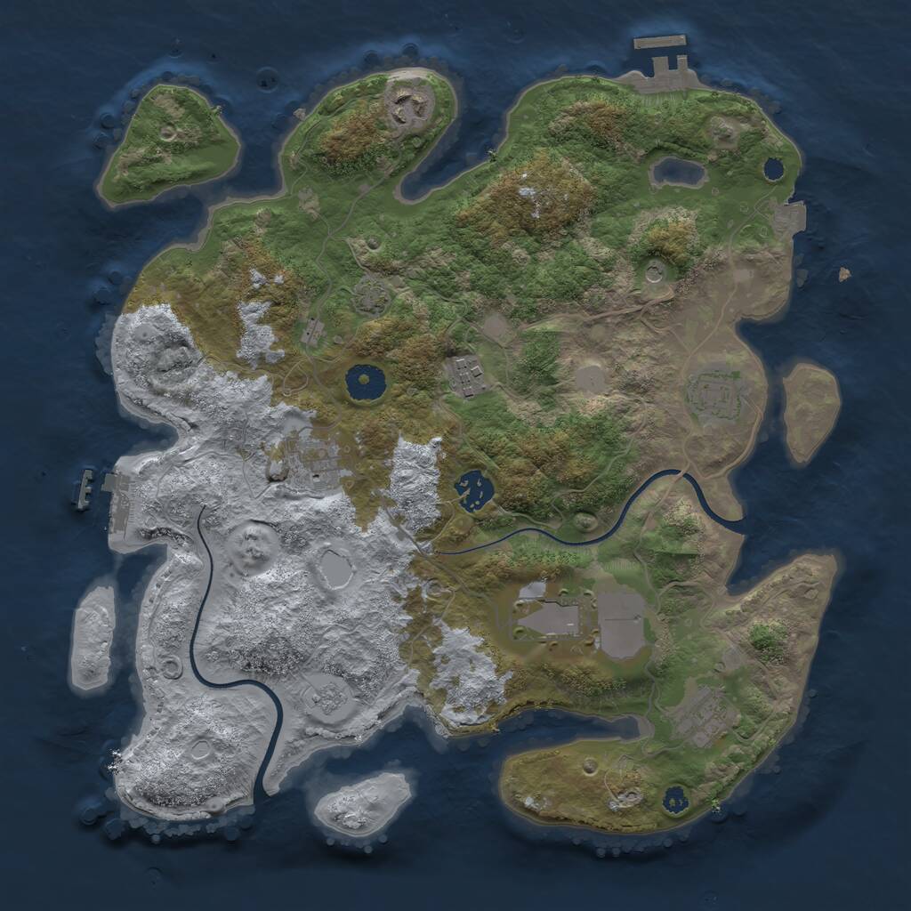 Rust Map: Procedural Map, Size: 3550, Seed: 546493, 13 Monuments