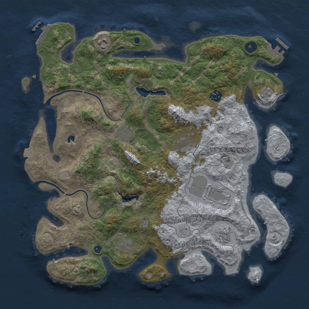 Rust Map: Procedural Map, Size: 4000, Seed: 31258133, 14 Monuments