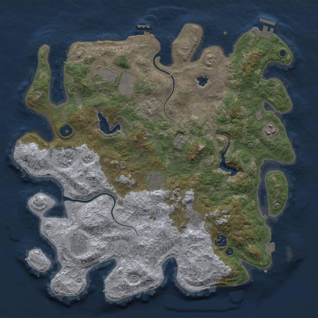 Rust Map: Procedural Map, Size: 4000, Seed: 50810530, 14 Monuments