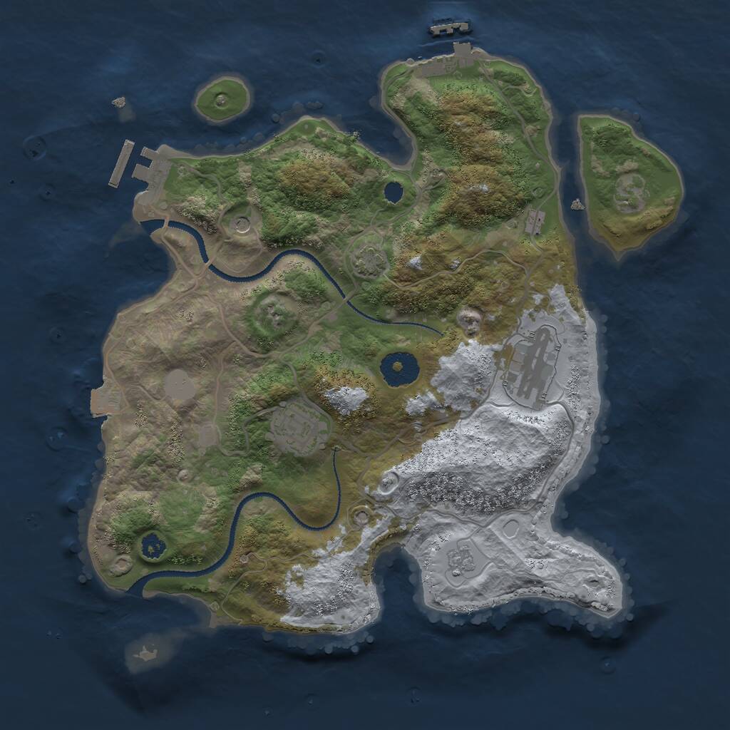Rust Map: Procedural Map, Size: 3000, Seed: 343445, 8 Monuments